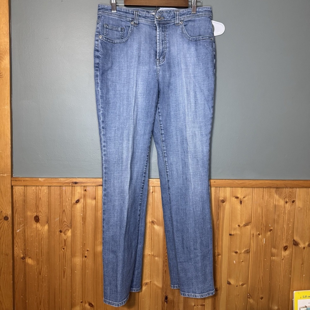 Chicos Platinum Facet RG Jeans Blue Sz 1 Reg Straight 30"‎ Inseam Vintage